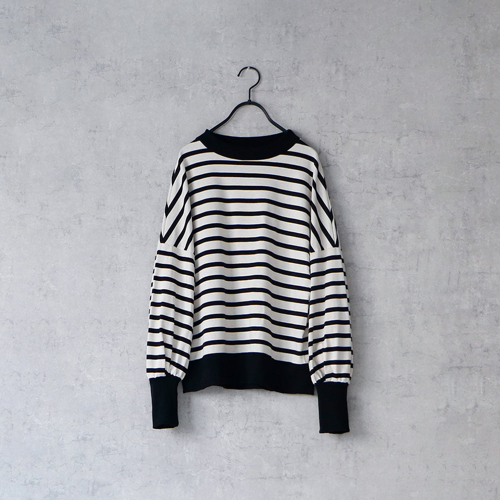 MAGALI ハイゲージコットン・バスクボーダーカットソー／アイボリー