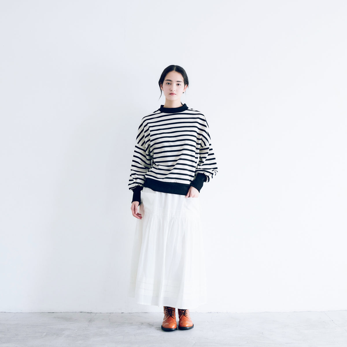 ❃なっつー❃MAGALI ハイゲージコットン バスクボーダーカットソー MAGALI ハイゲージコットン・バスクボーダーカットソー／アイボリー