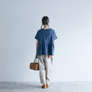 MAGALI 　インディゴコットン・ウエストギャザープルオーバー／デニムブルー
