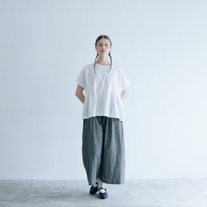 MAGALI 　コットンドビー・ウエストギャザープルオーバー／ホワイト