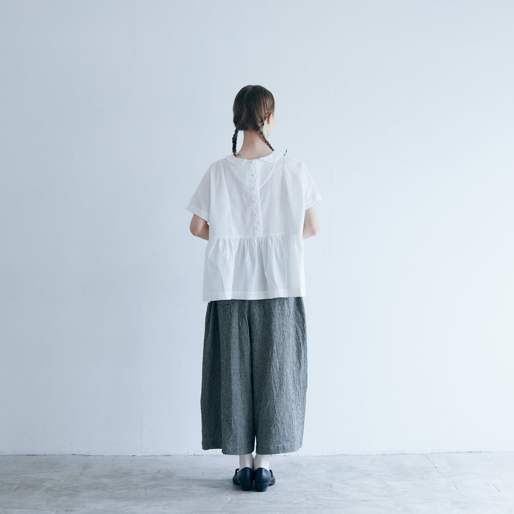 MAGALI 　コットンドビー・ウエストギャザープルオーバー／ホワイト