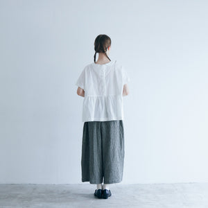 MAGALI 　コットンドビー・ウエストギャザープルオーバー／ホワイト