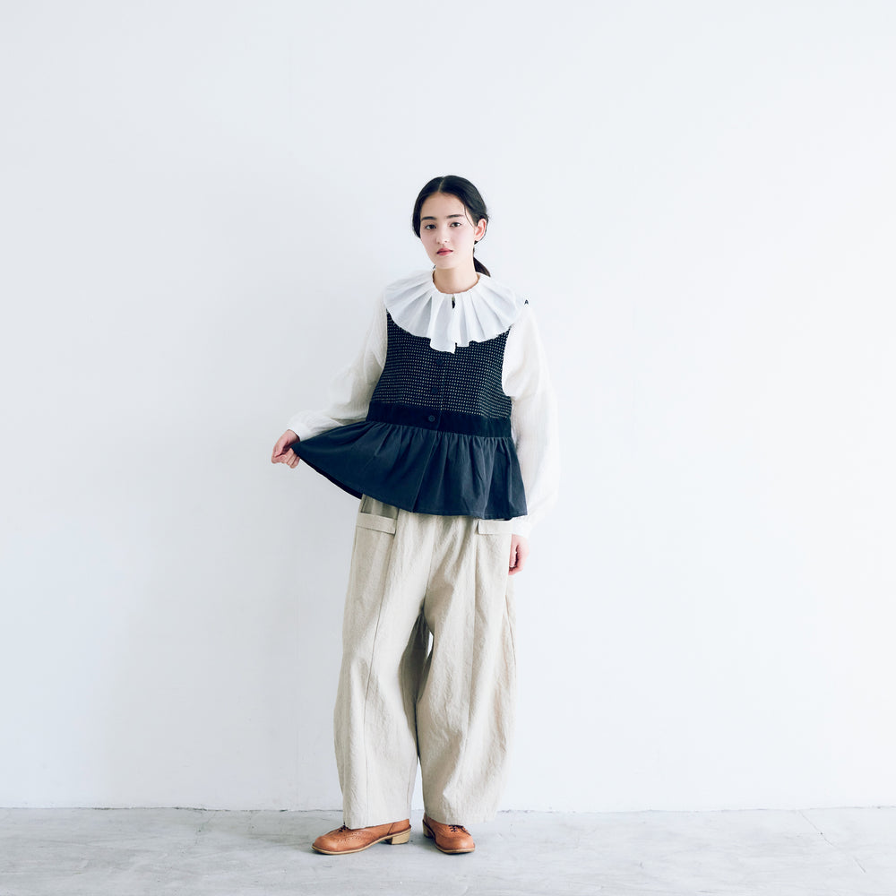 MAGALI ピンドットツイード・ヴィンテージ・ジレ　ブラック