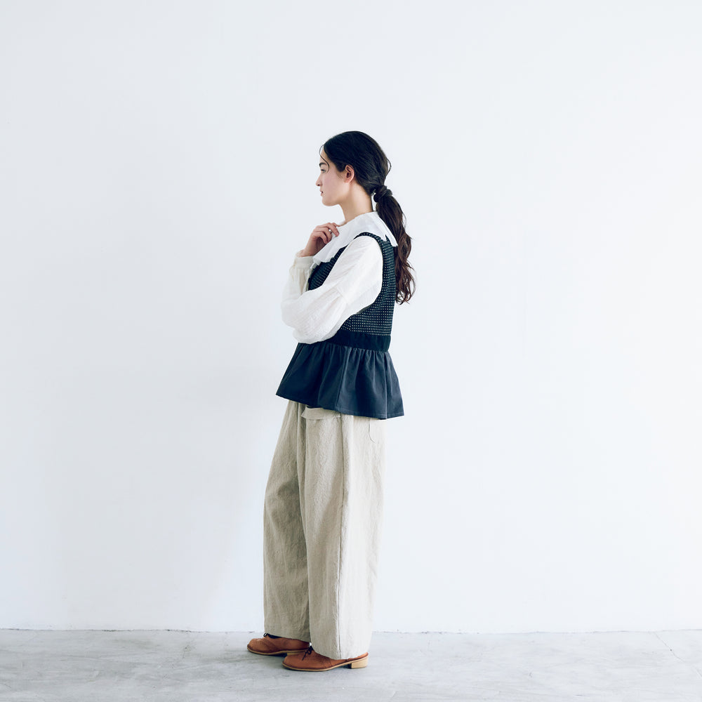 MAGALI ピンドットツイード・ヴィンテージ・ジレ　ブラック