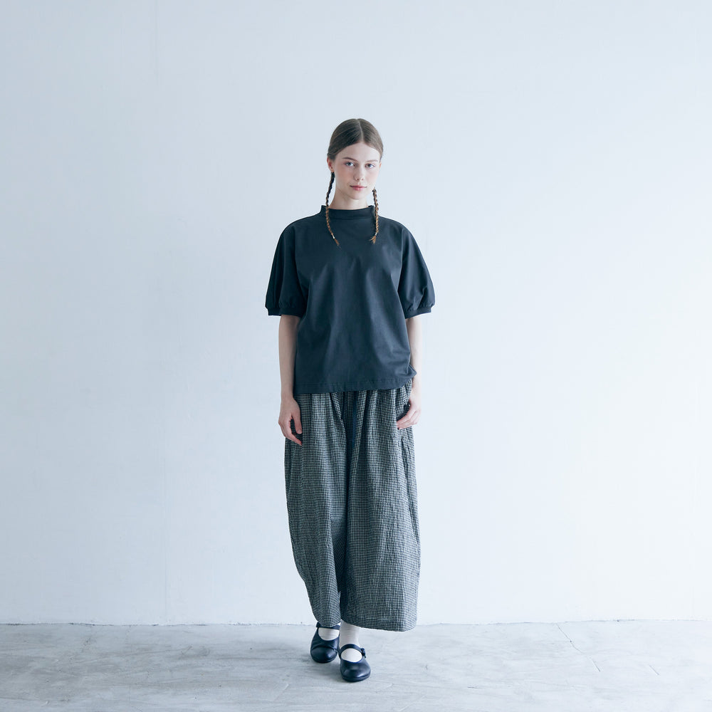 MAGALI 　天竺コットン・ギャザースリーブ・カットソー/ チャコール