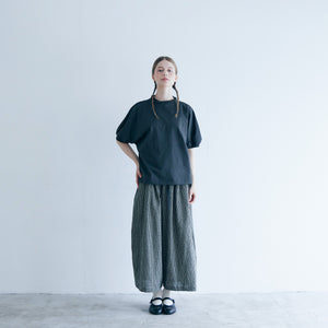 MAGALI 　天竺コットン・ギャザースリーブ・カットソー/ チャコール