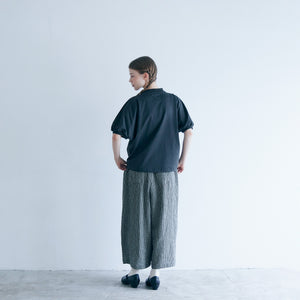 MAGALI 　天竺コットン・ギャザースリーブ・カットソー/ チャコール