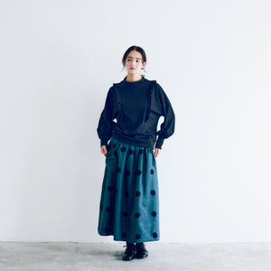 MAGALI 　コットン天竺・ショルダーフリル・カットソー／ブラック