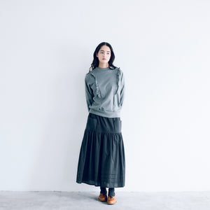 MAGALI 　コットン天竺・ショルダーフリル・カットソー／サビブルー