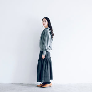 MAGALI 　コットン天竺・ショルダーフリル・カットソー／サビブルー
